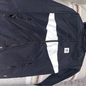 Adidas Men's Black Windbreaker with White Stripe